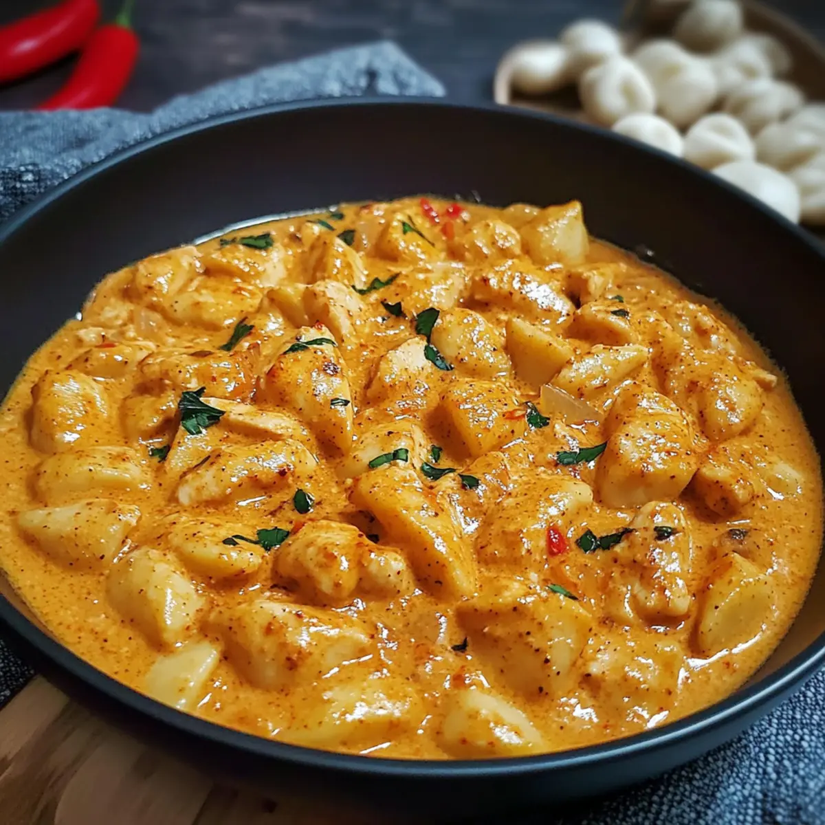 Paprika-Sahne-Hähnchen mit Gnocchi für jeden Tag