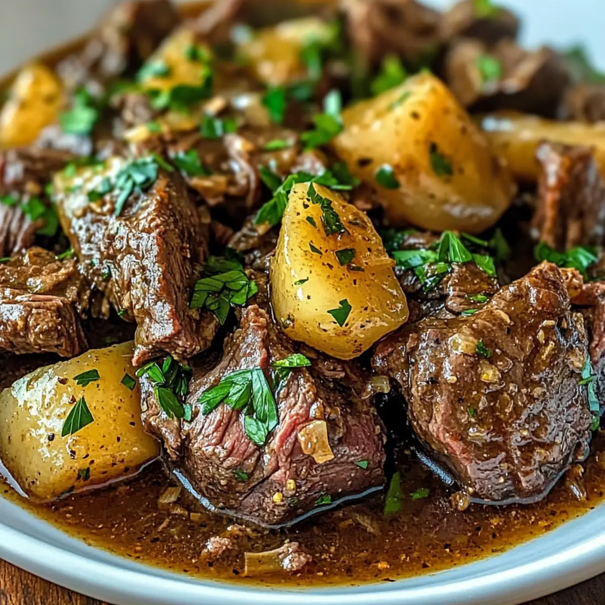 Schmortopf Knoblauch Butter Rindfleisch Rezept