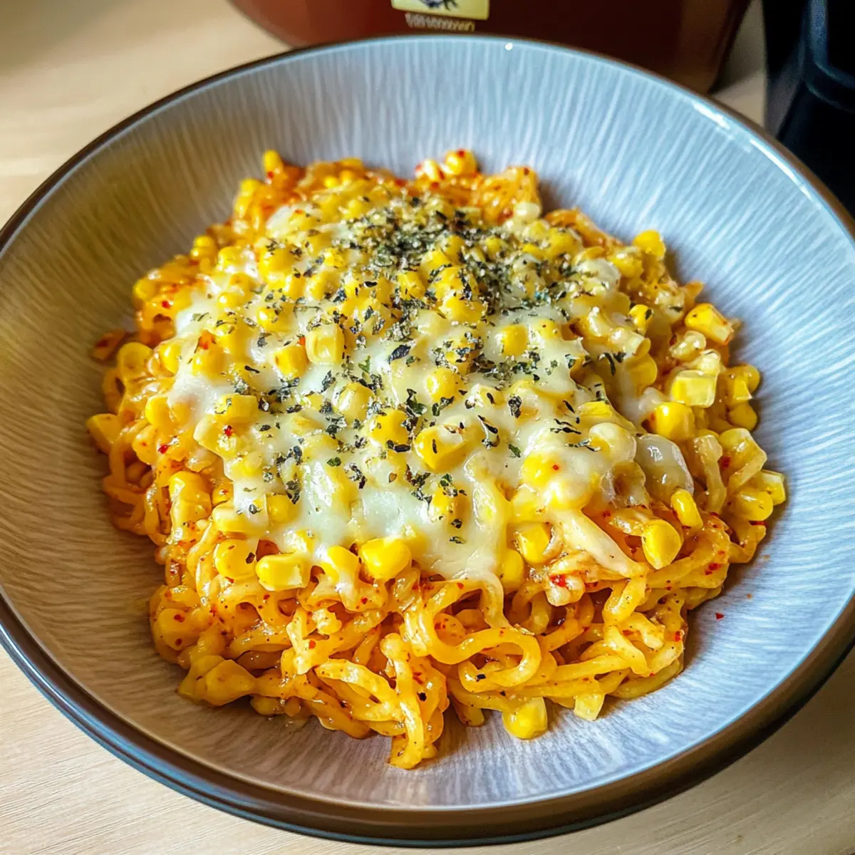 Würzige Nudeln mit koreanischem Maiskäse schnell gemacht