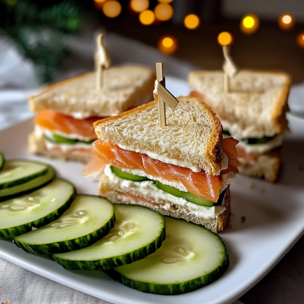 Tannenbaum-Snack: Frische Gurken-Lachs-Sandwiches