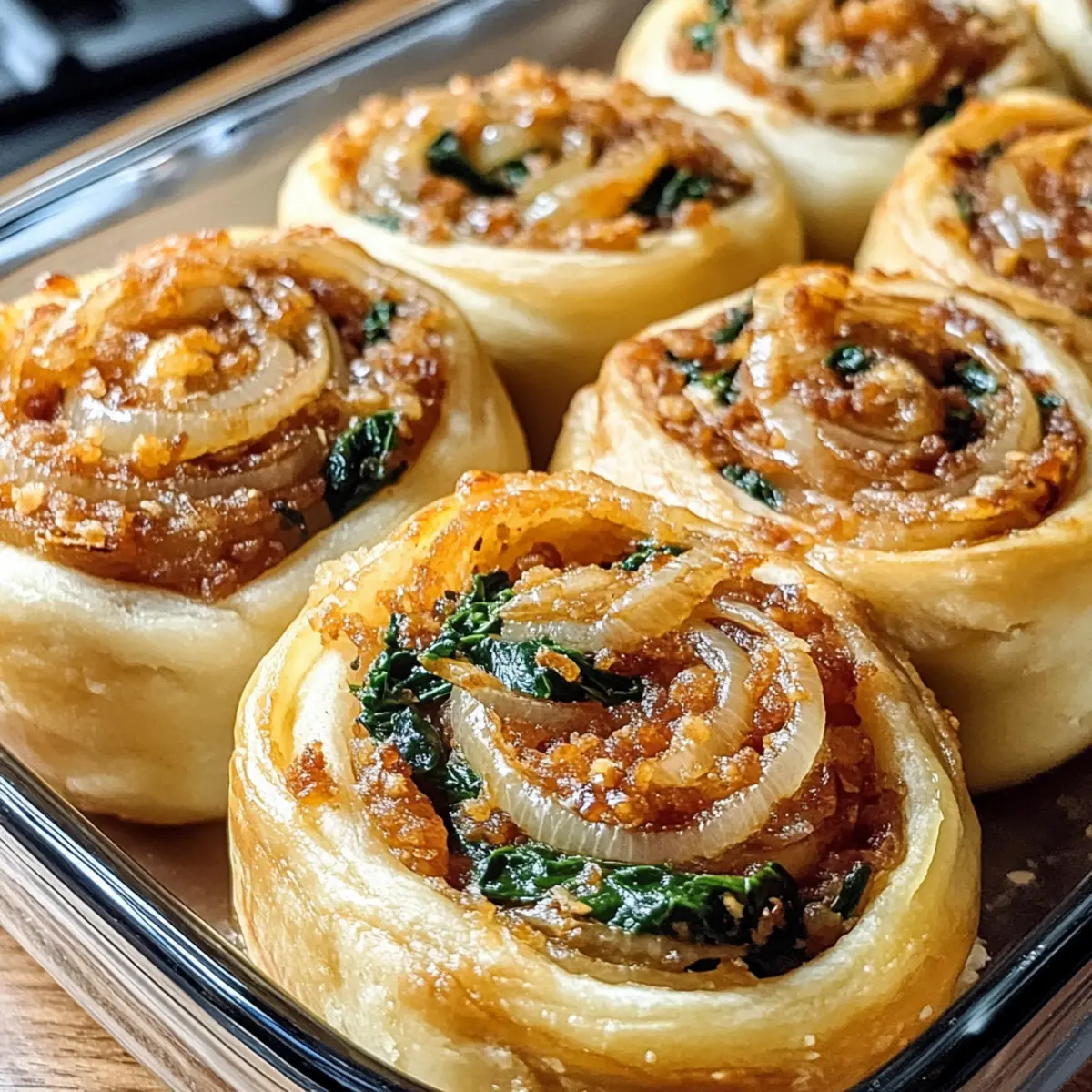 Vegane Zwiebel-Spinat-Pizza-Röllchen selber machen