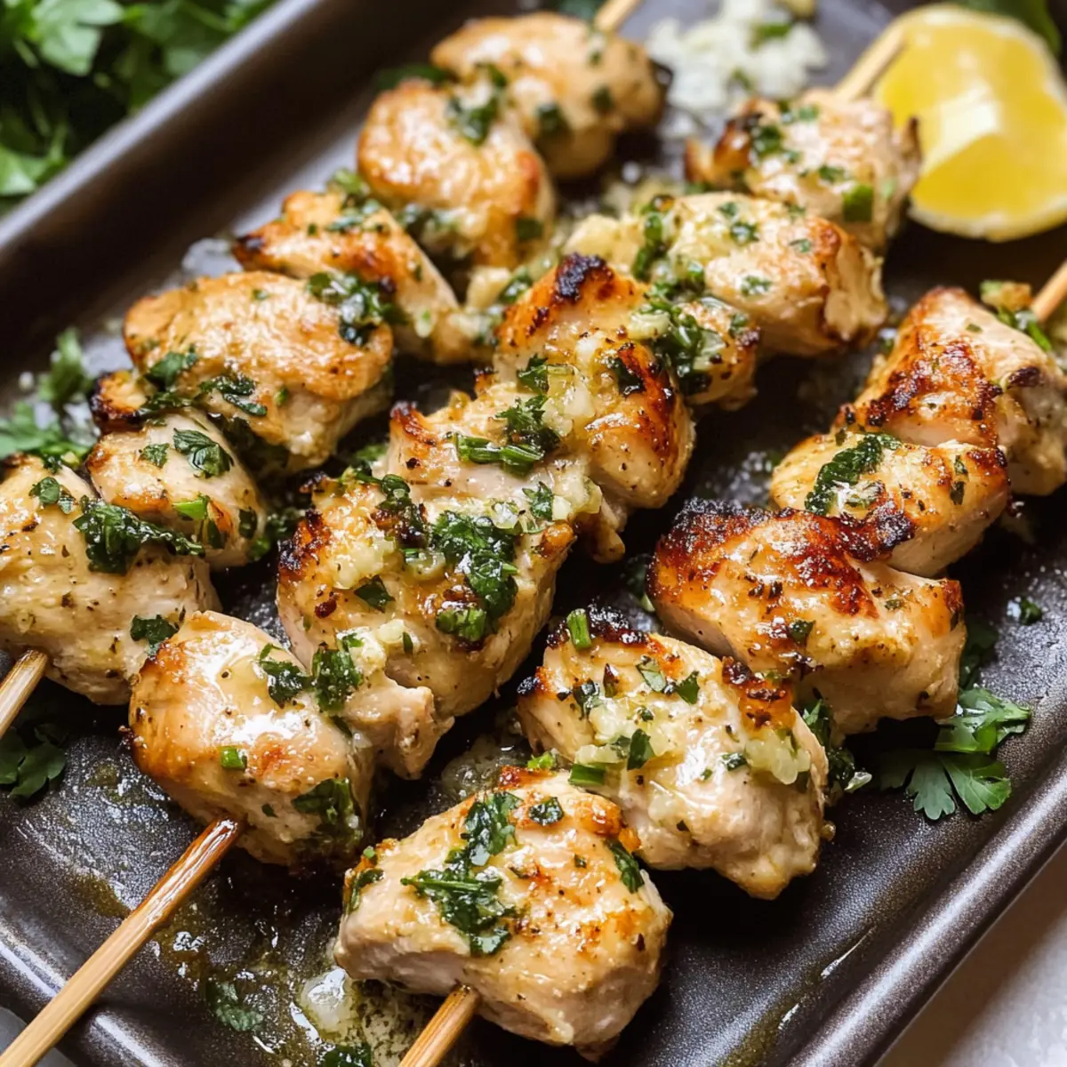 Luftfritteuse Hähnchen-Kabobs mit Knoblauchbutter