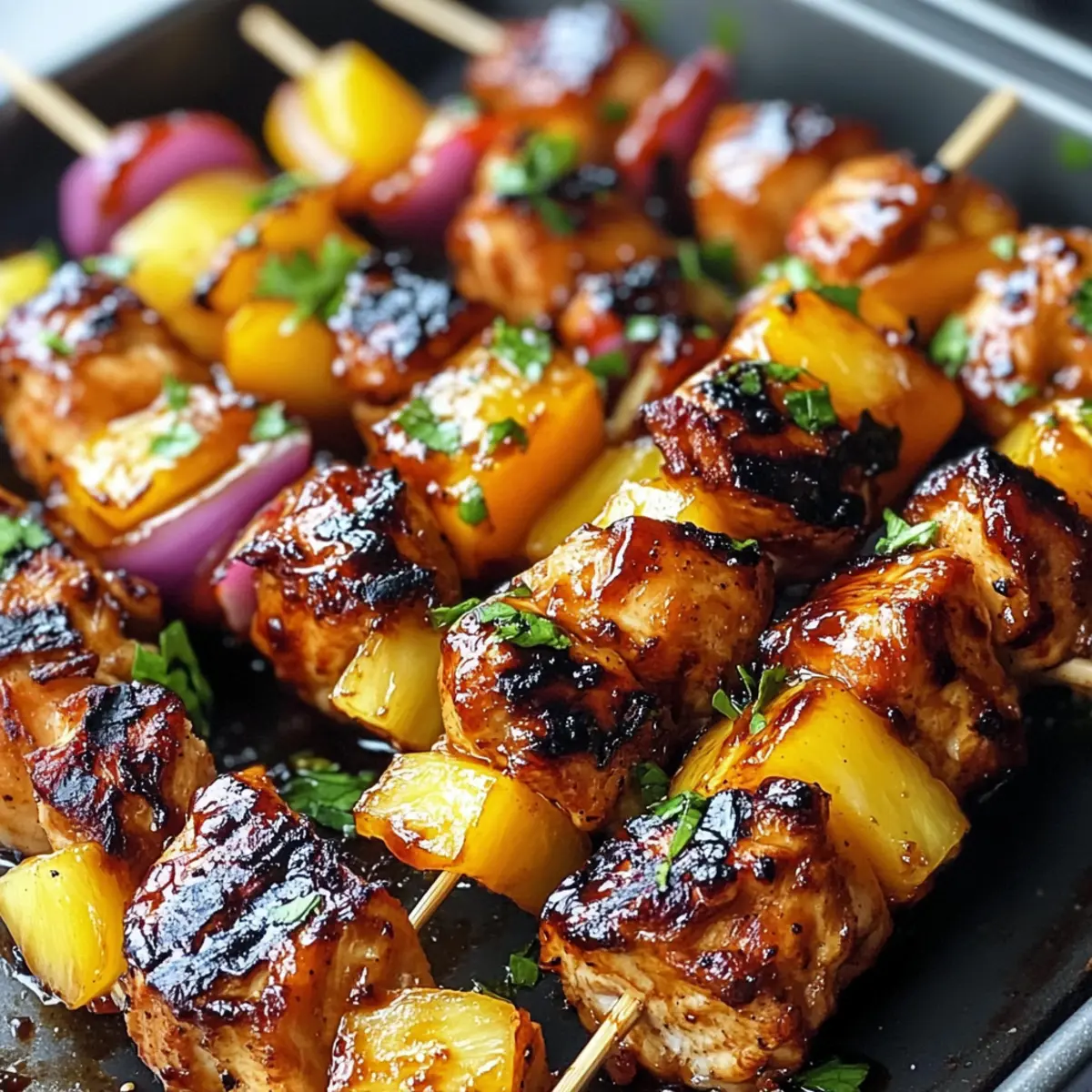 BBQ Ananas Hähnchen Spieße für deinen Sommergrill