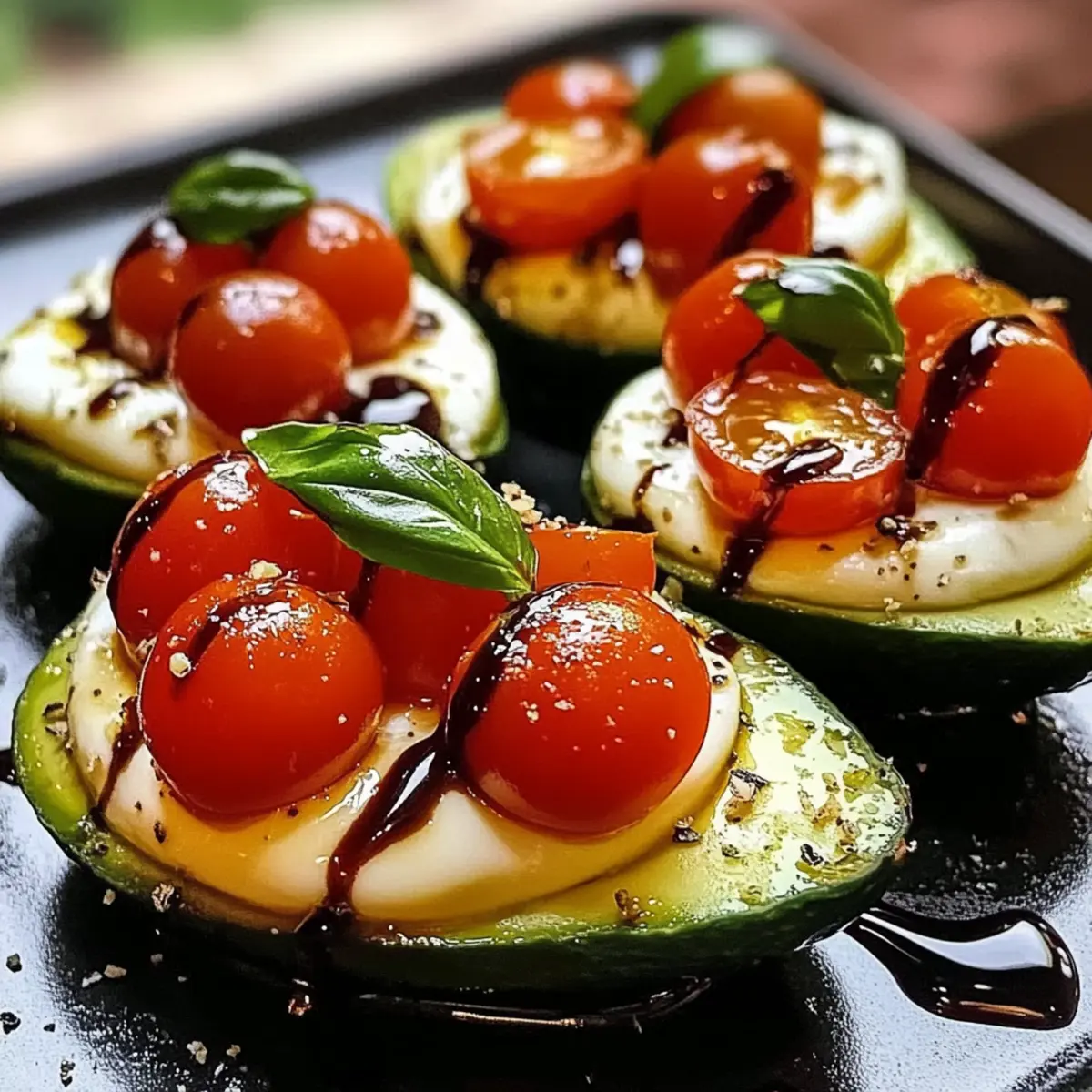 Caprese gefüllte Avocado für frischen Genuss