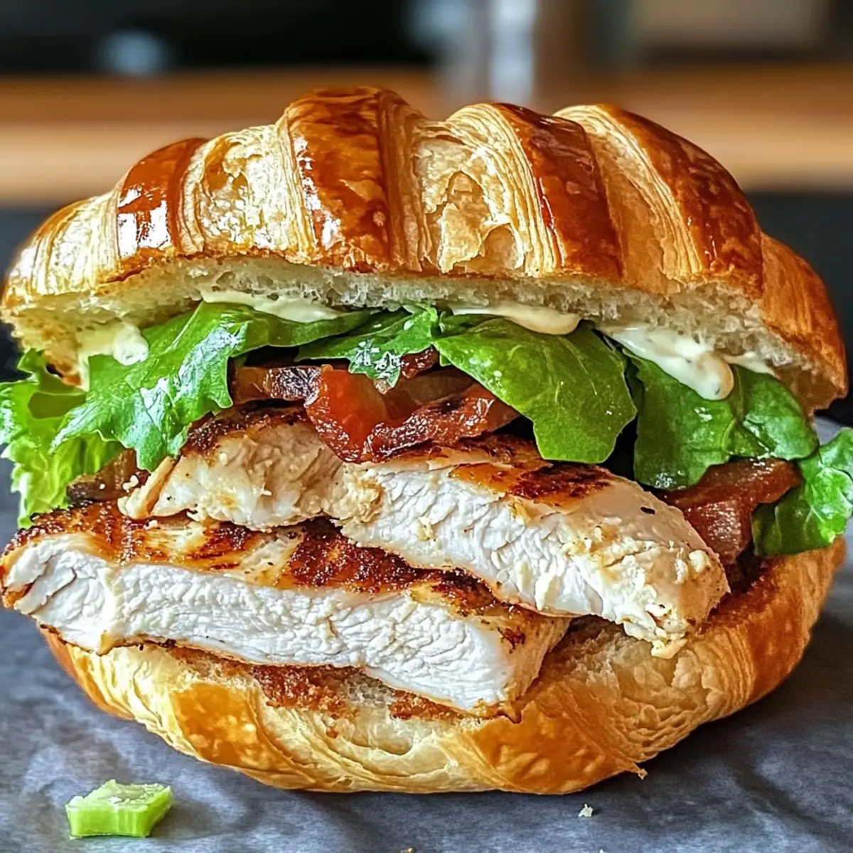Hähnchen-Caesar-Croissant-Sandwich einfach selbstgemacht