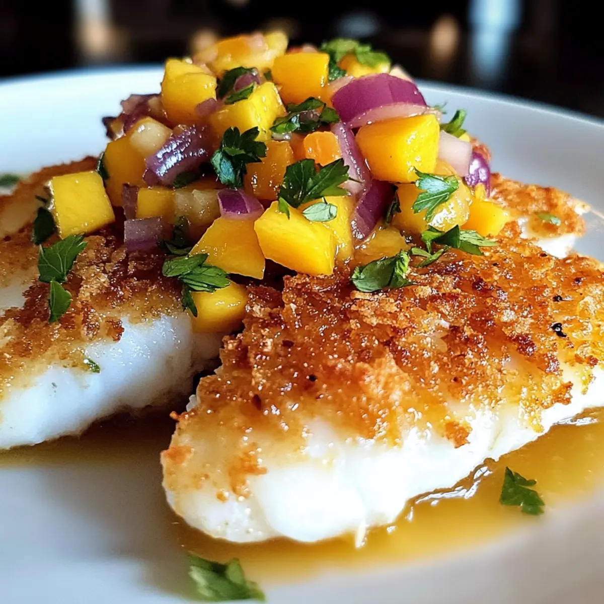 Kokosnusskruste Fisch mit Mangosalsa unbedingt probieren