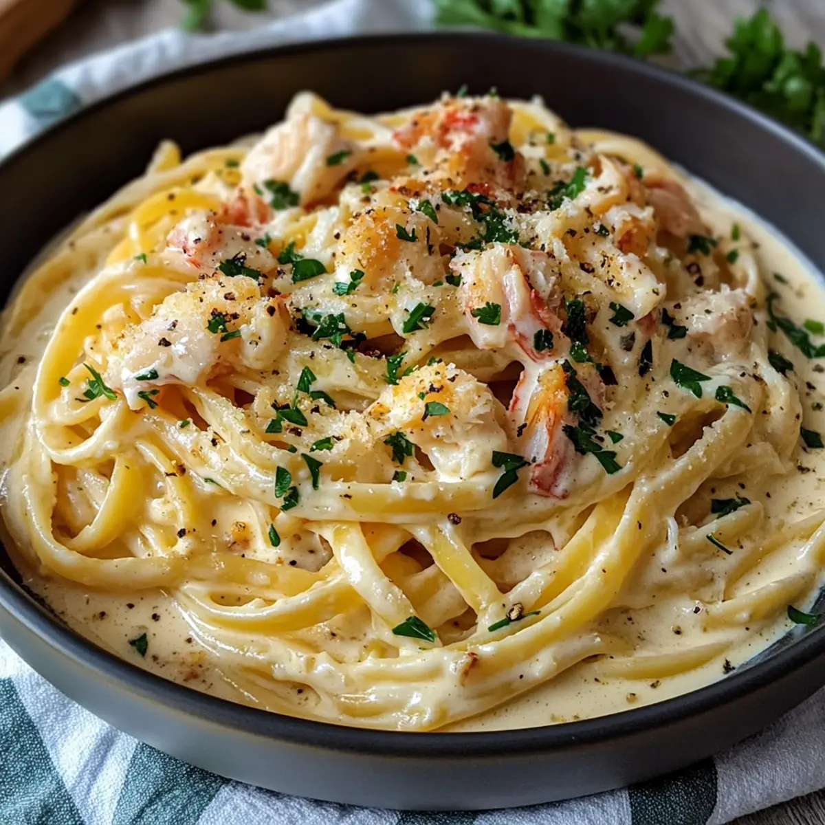 Cremige Krabben-Linguini mit Weißweinsauce für Genuss