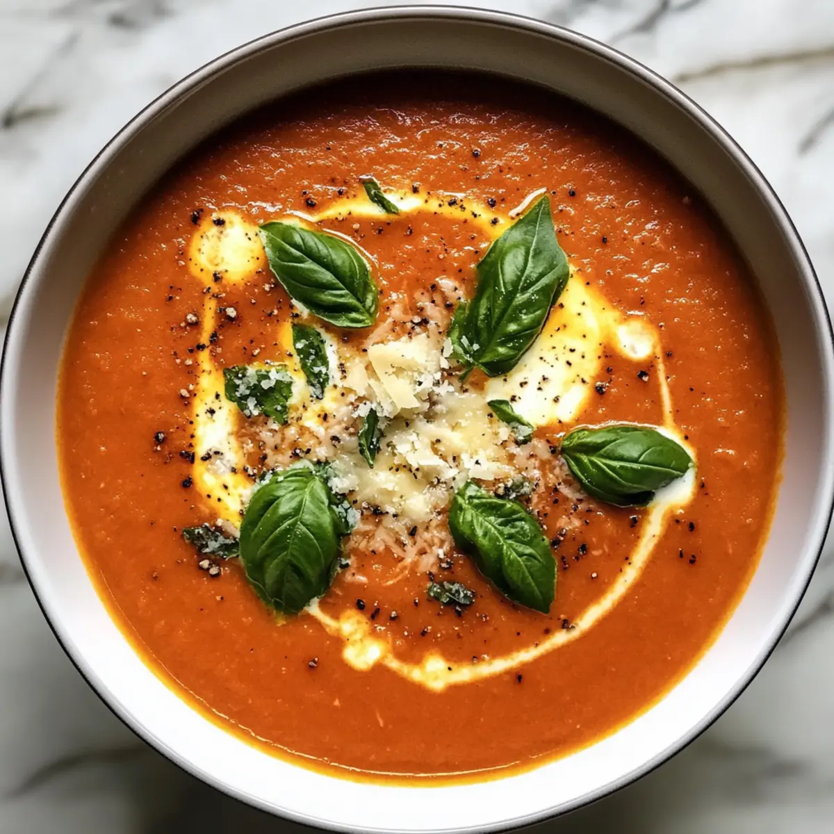 Cremige Tomatensuppe mit Schlagsahne schnell gemacht