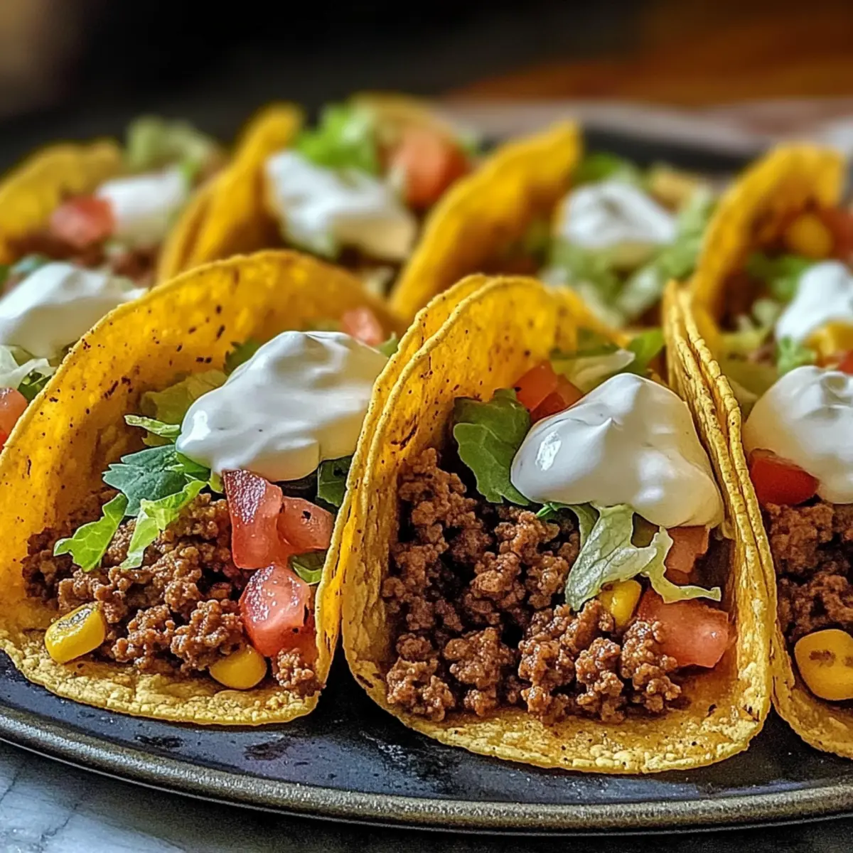 Krosse gebackene Rinderhackfleischtacos für die Familie