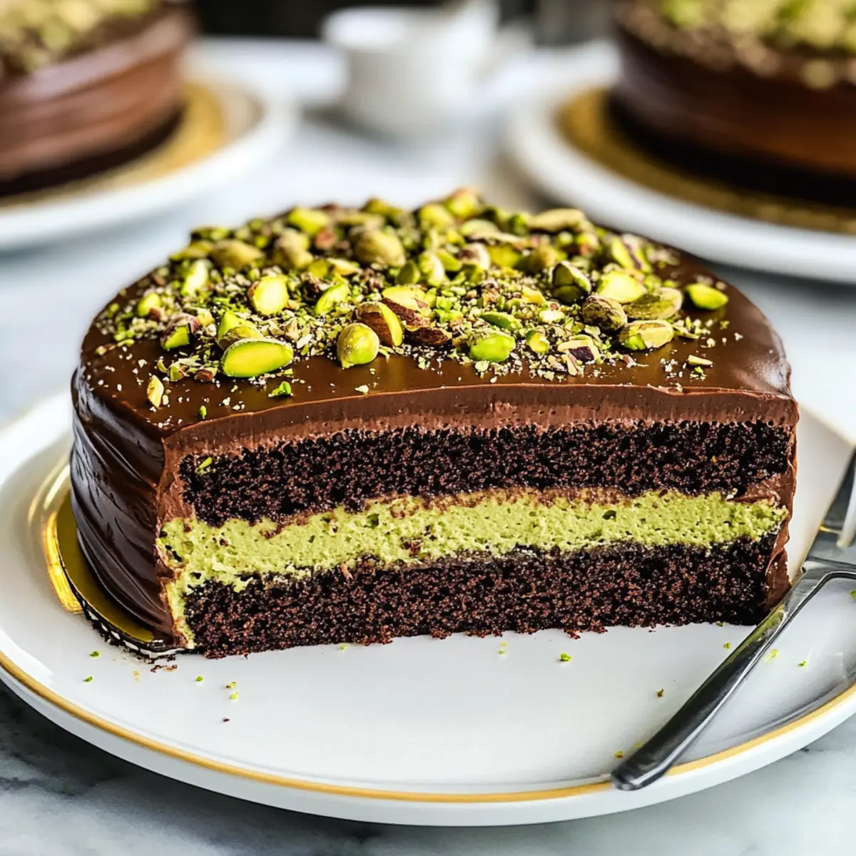 Genussvoller Dubai Schokoladenkuchen mit Pistazienfüllung
