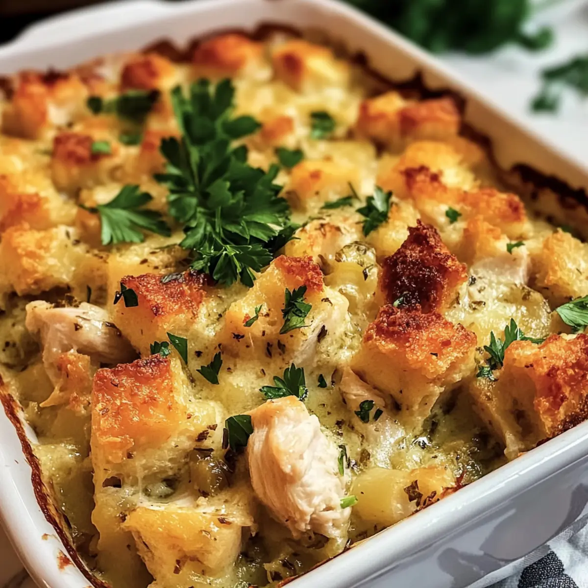 Einfache Hähnchen- und Füllauflauf für Zuhause