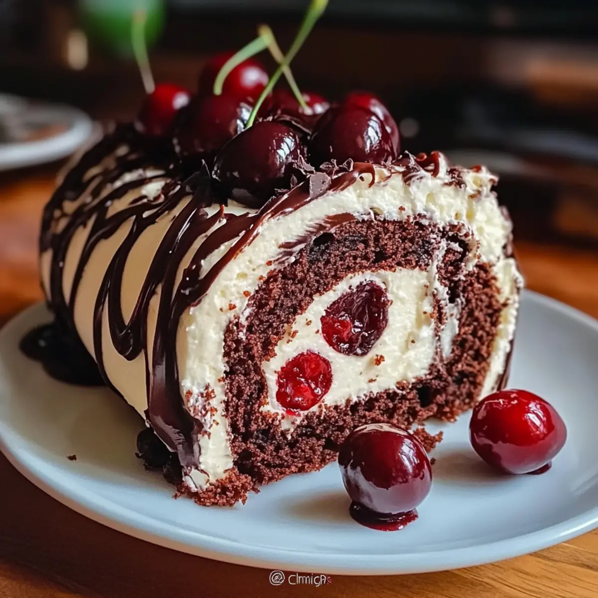 Elegante Schwarzwälder Kuchenrolle ganz einfach selbstgemacht