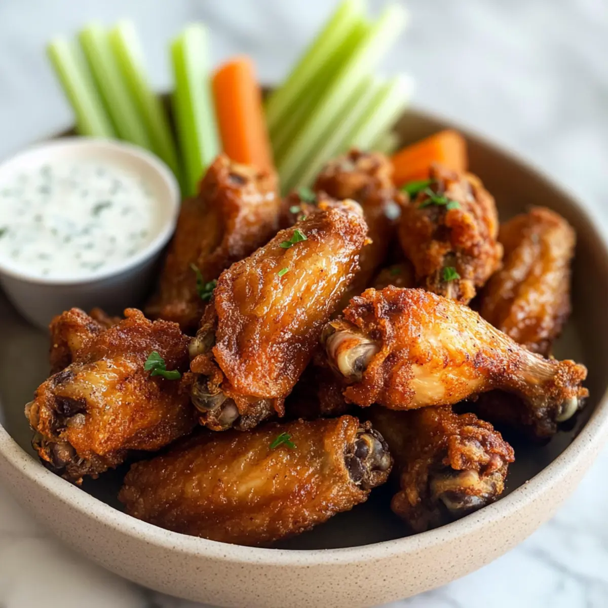 Extra knusprige gebackene Hähnchenflügel für jeden Anlass