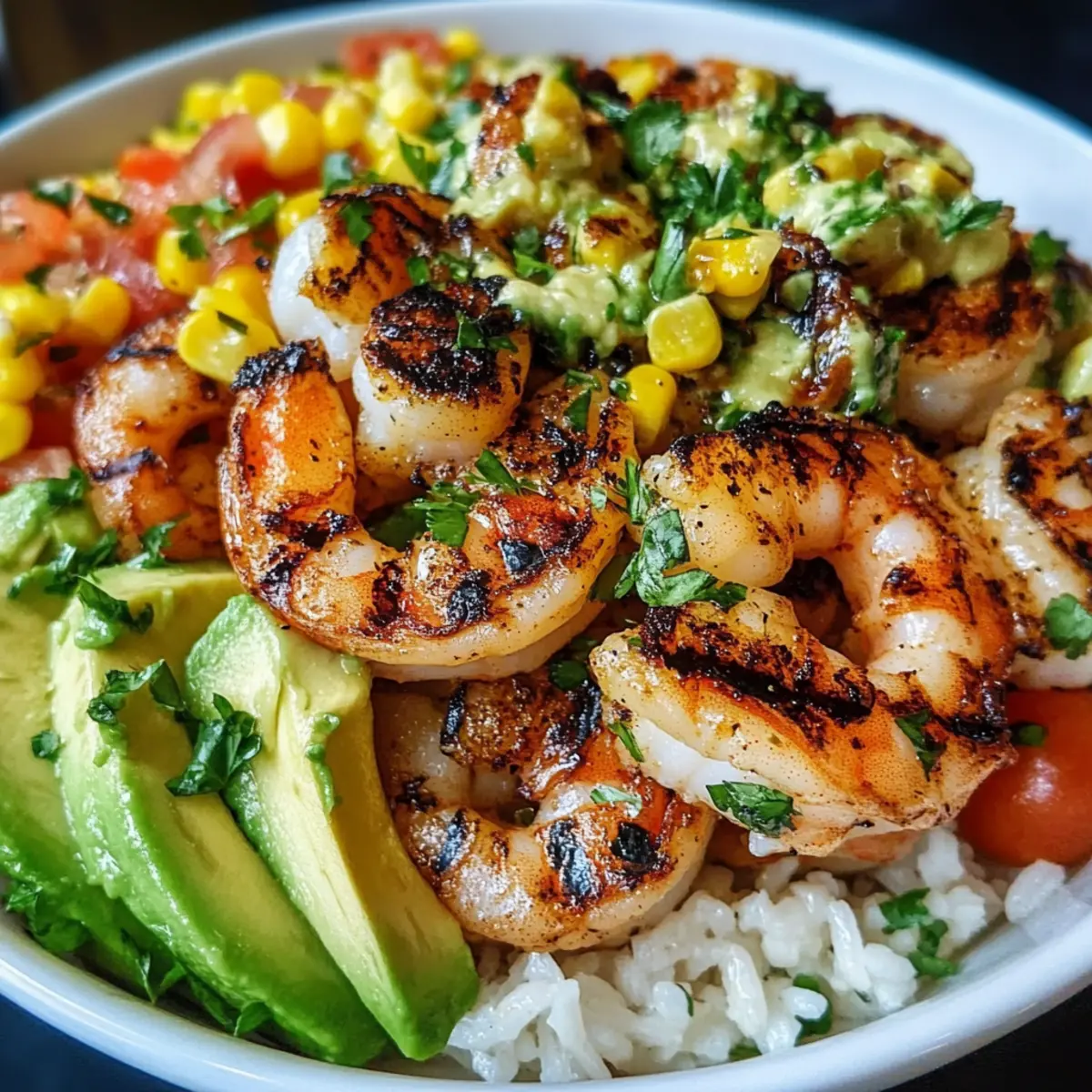 Gegrillte Garnelen-Schüssel mit Avocado & Salsa