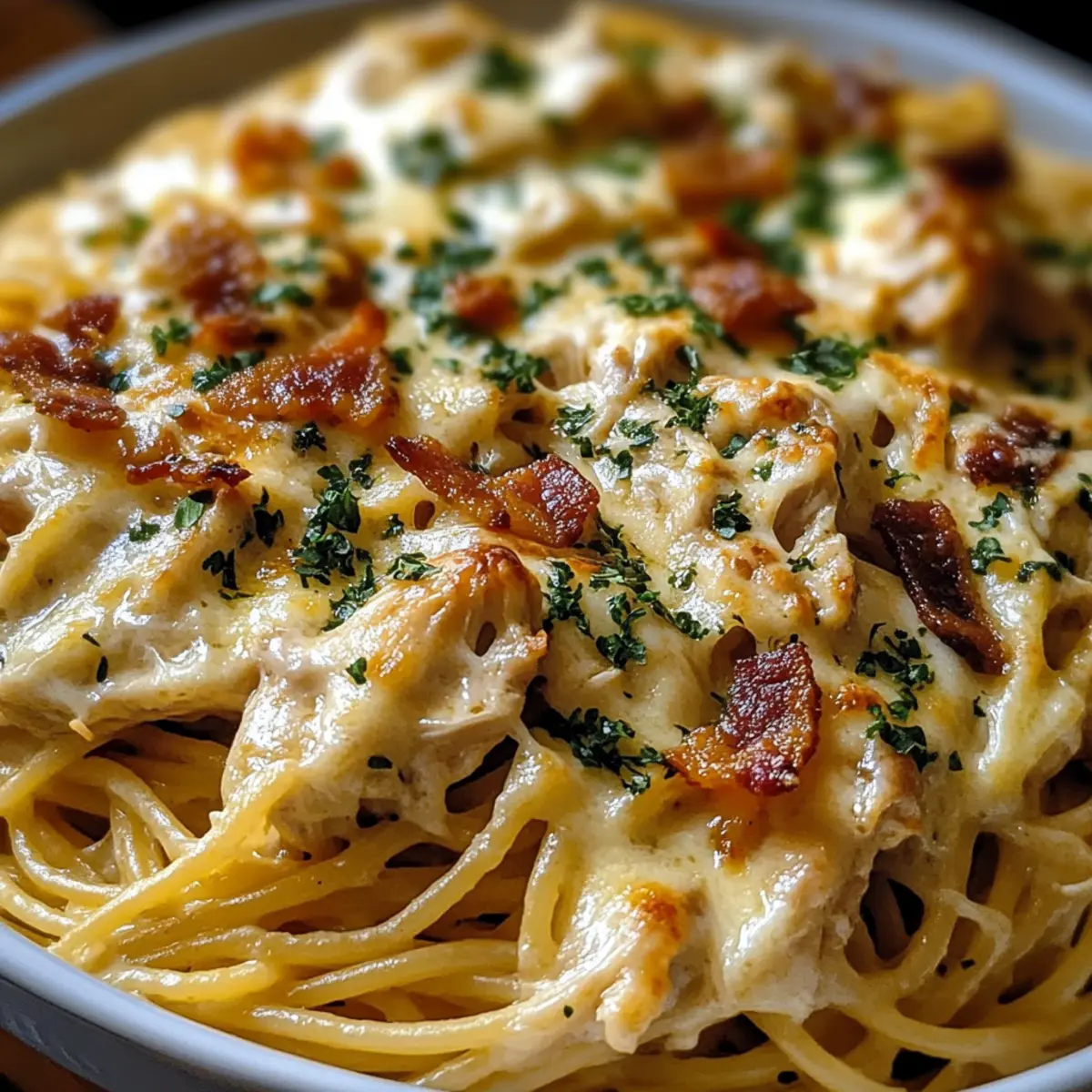 Monterey Hühnchen Spaghetti Auflauf für Seelenwärmer