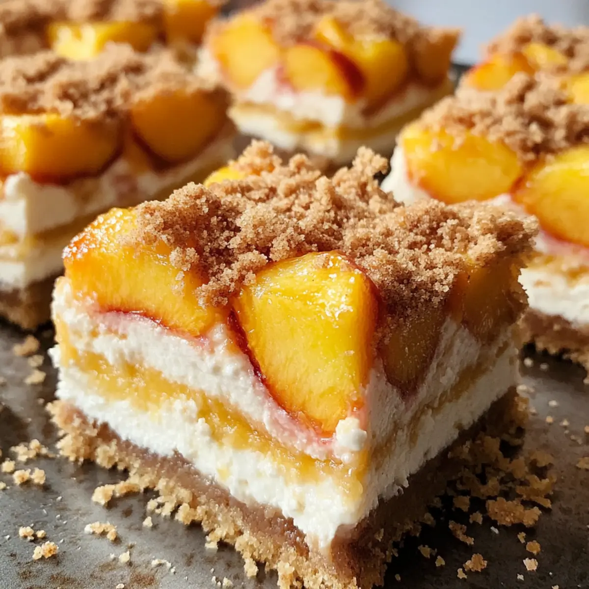 Pfirsich-Cobbler-Käsekuchen-Riegel für den Sommer