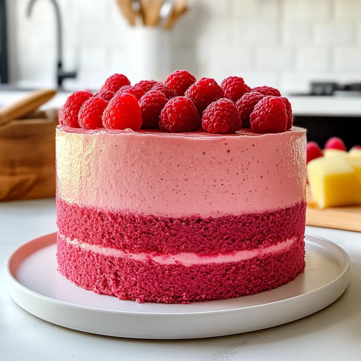 Himbeer- und Rhabarber-Mousse-Schichttorte selbstgemacht