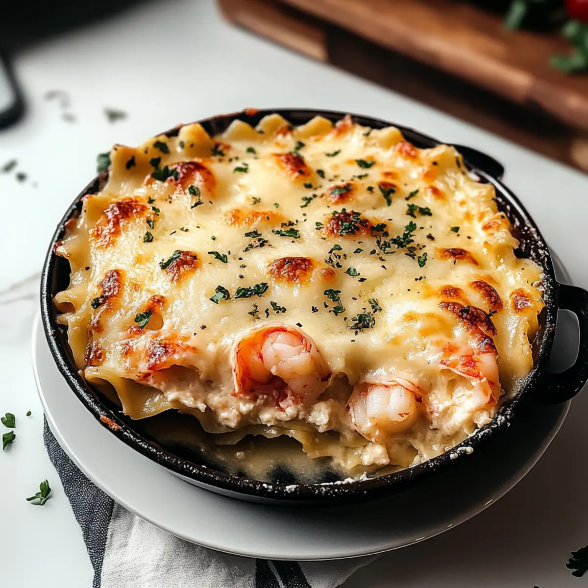 Meeresfrüchte-Lasagne mit Hummer und Garnelen genießen