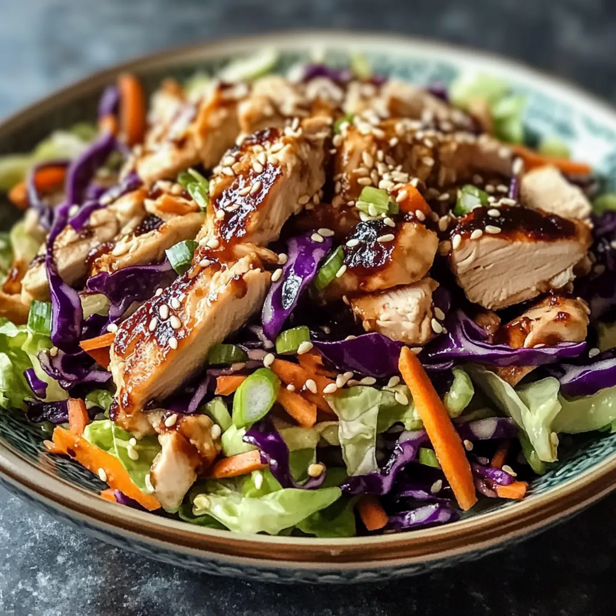 Sesam-Hühnchen-Kohl-Crunch-Salat für frischen Genuss
