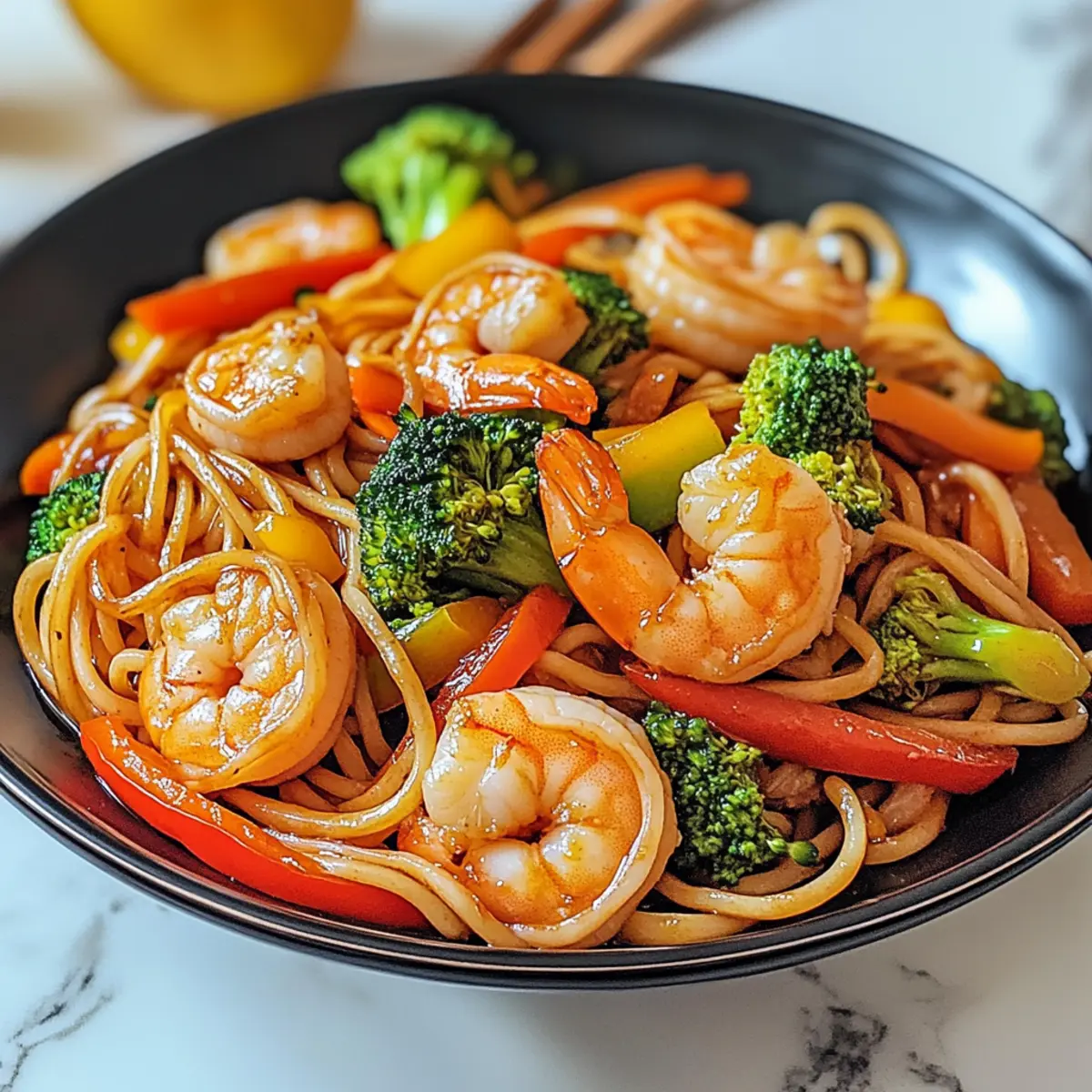 Garnelen und Gemüse Lo Mein ganz schnell selber machen