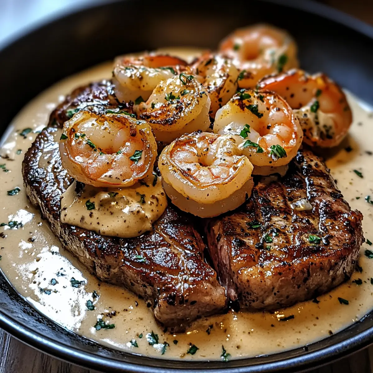 Steak und cremige Knoblauchgarnele: Genuss pur zuhause