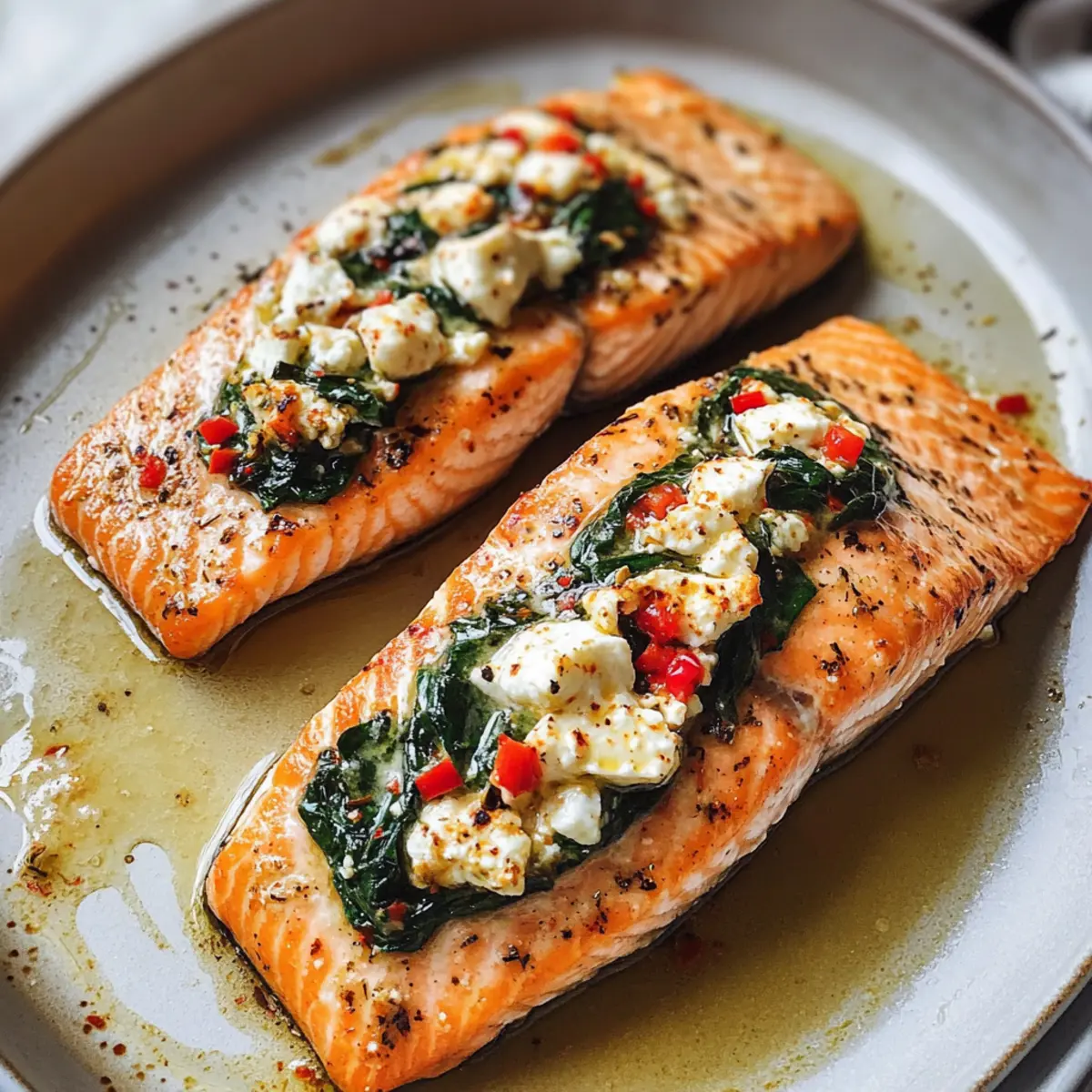 Gefüllter Lachs mit Spinat und Feta in 30 Minuten