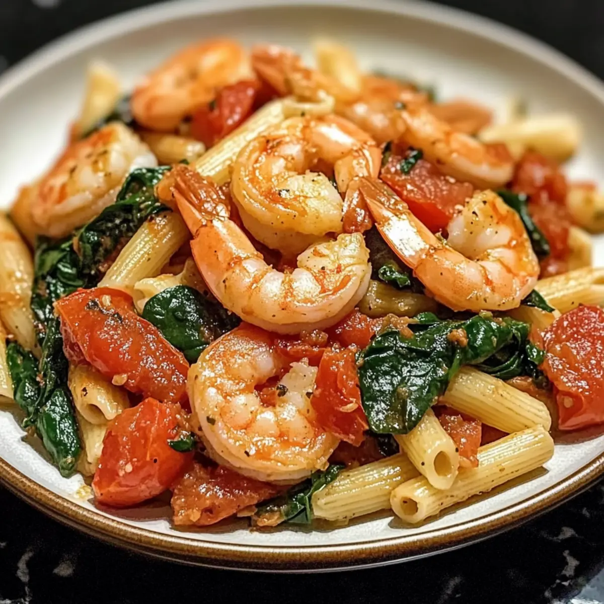 Tomaten Spinat Garnelen Pasta in 30 Minuten तैयार