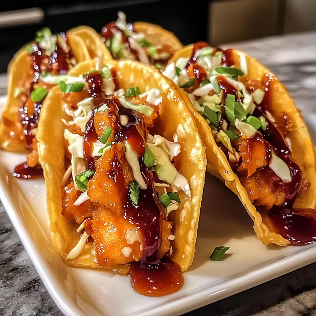 Krosse Äpfelbee’s Hähnchen Wonton Tacos Rezept