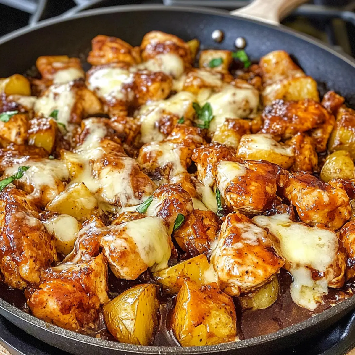 BBQ Hähnchen und Kartoffelpfanne für schnelle Abende