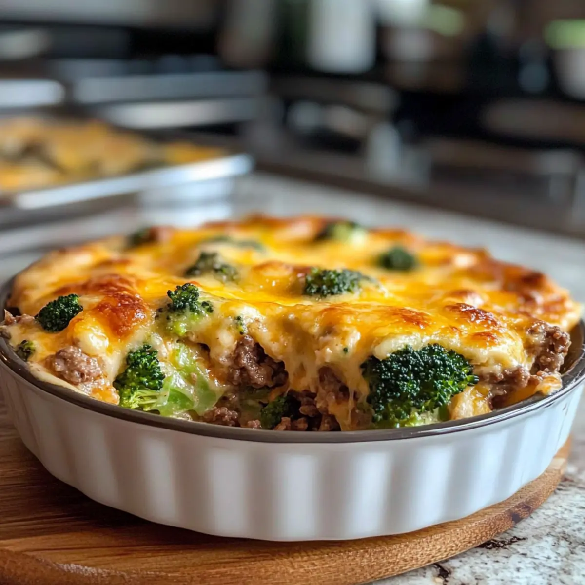 Käseiges Rinder- und Brokkoli-Auflauf für Familienfreuden