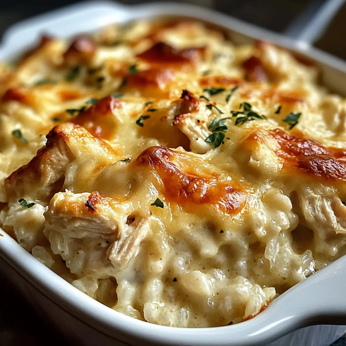 Hühnchen Alfredo Reis Auflauf für die ganze Familie