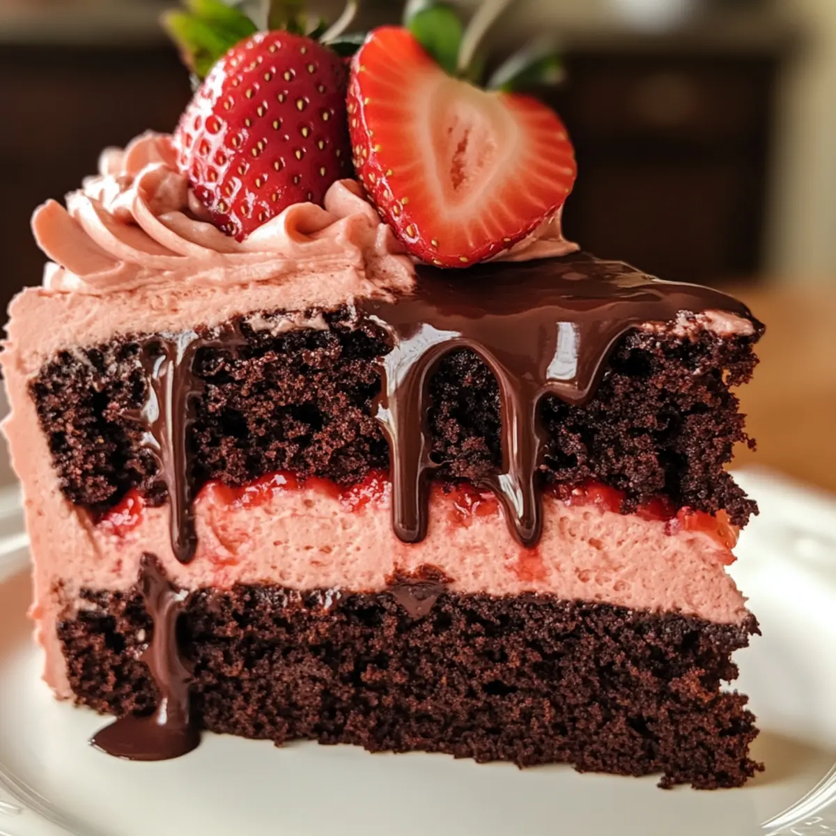 Schokoladen Erdbeertorte mit stabilisierten Füllung