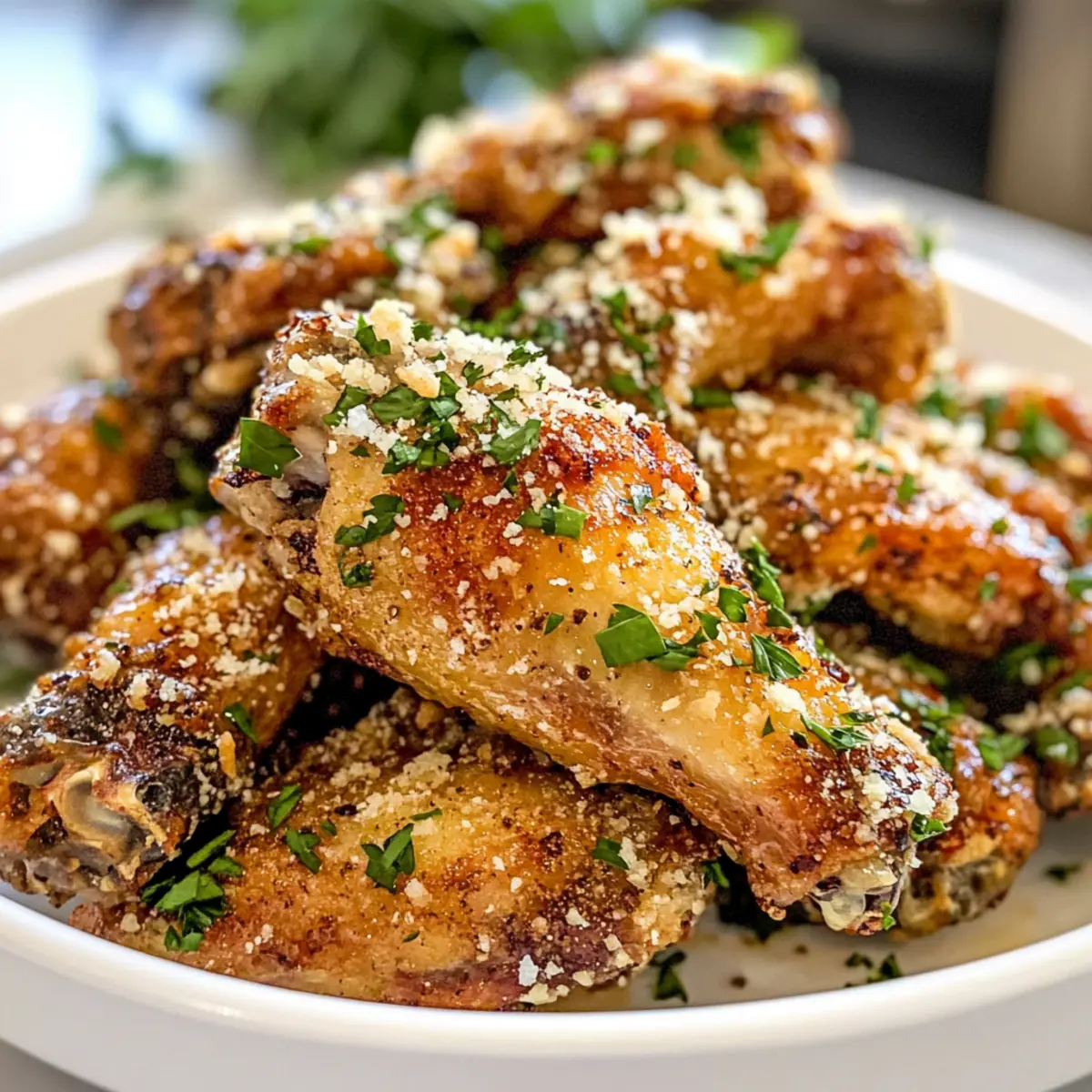 Krosse Gebackene Parmesan Hähnchenflügel für Genuss