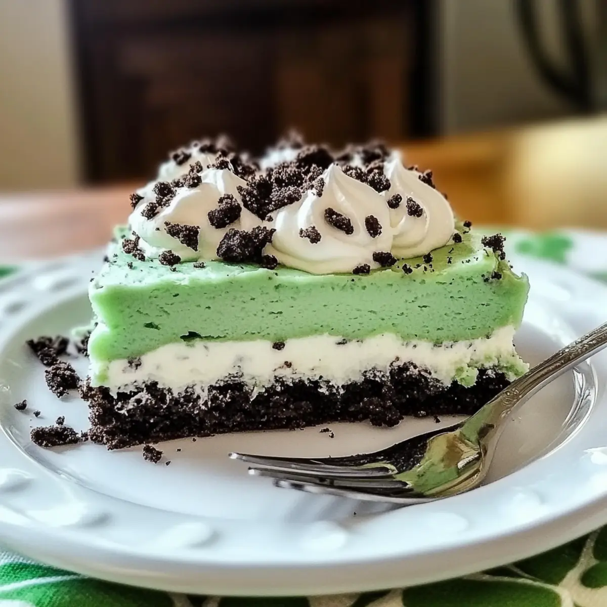 Leckere Shamrock Dessert Lasagne für St. Patrick's Tag