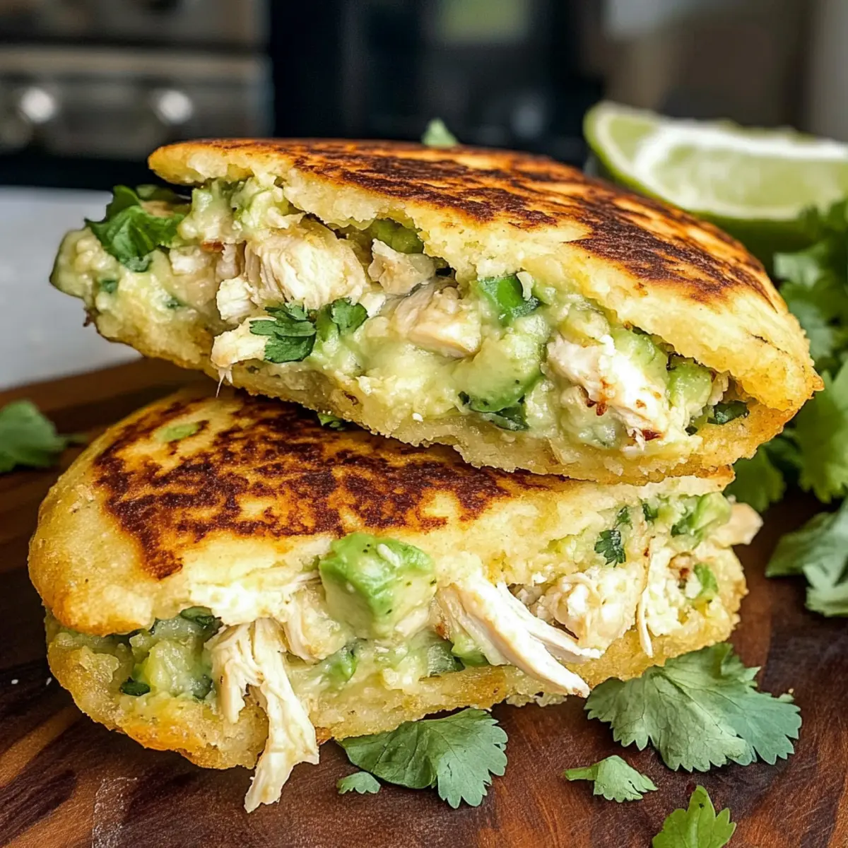 Hausgemachte Arepas mit Reina Pepiada Füllung