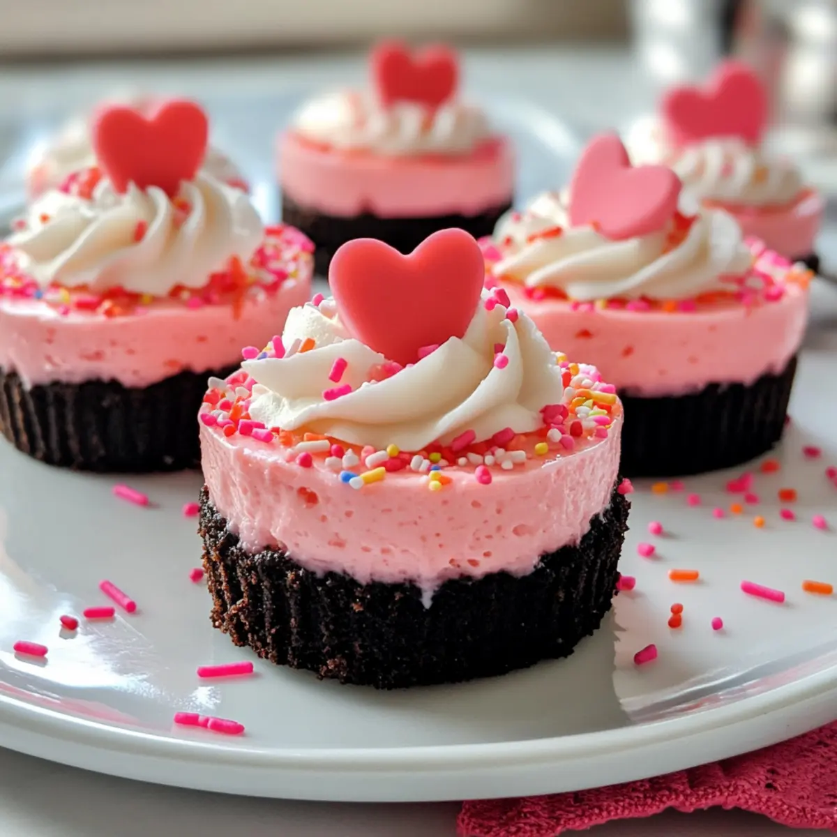 Mini Valentinskäsekuchen mit Oreo-Kruste