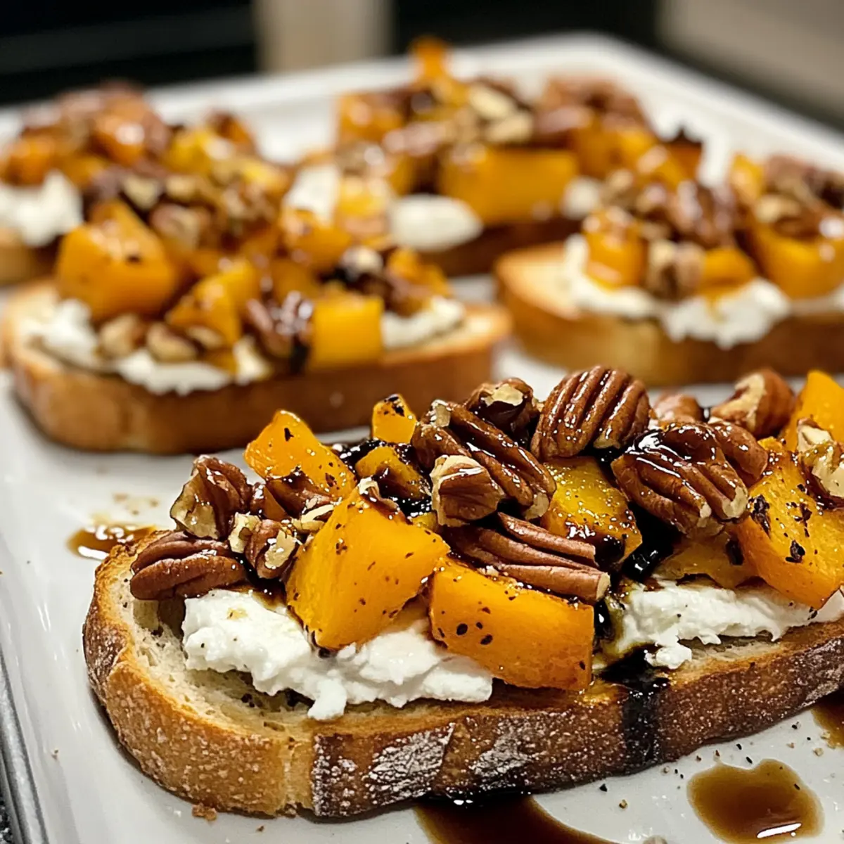 Herzhafte Herbst-Bruchetta mit Kürbis und Äpfeln