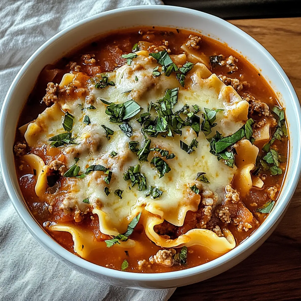 Langsame Koch Lasagne Suppe für gemütliche Abende