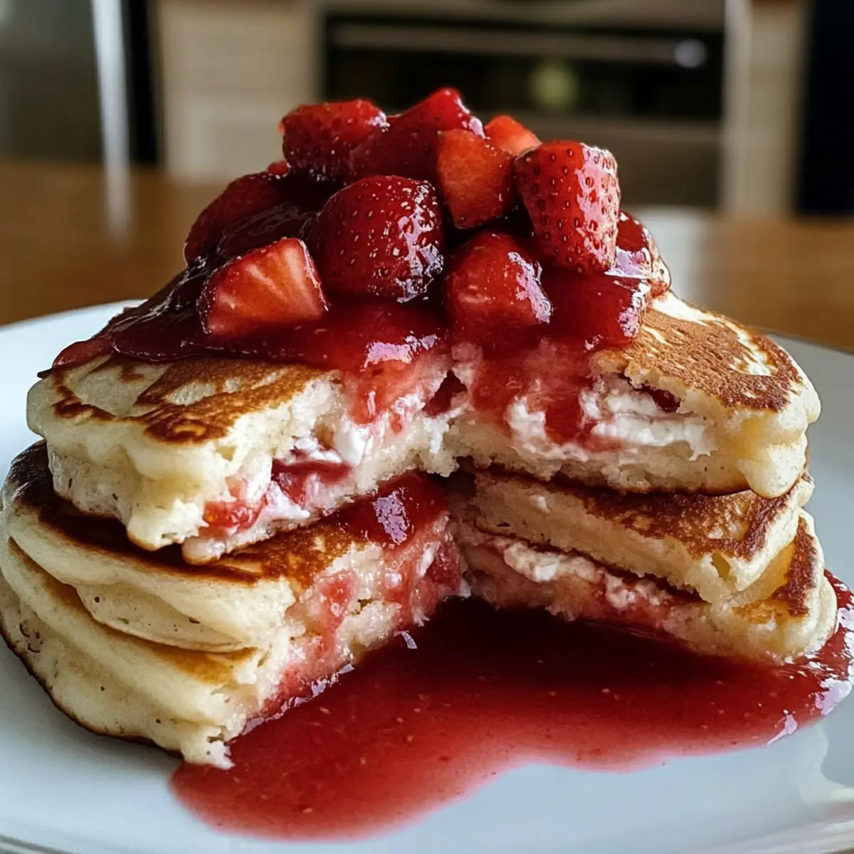 Erdbeer-Käsekuchen-Pfannkuchen für ein süßes Frühstück