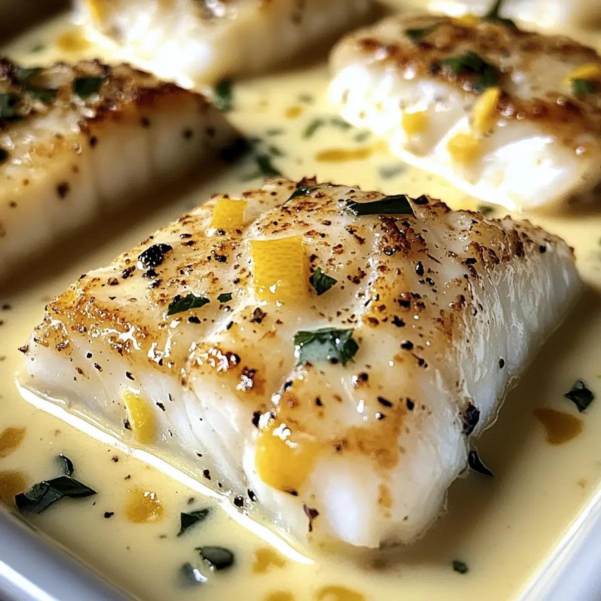 Gebratener Kabeljau in Kokos-Zitronen-Crème-Sauce