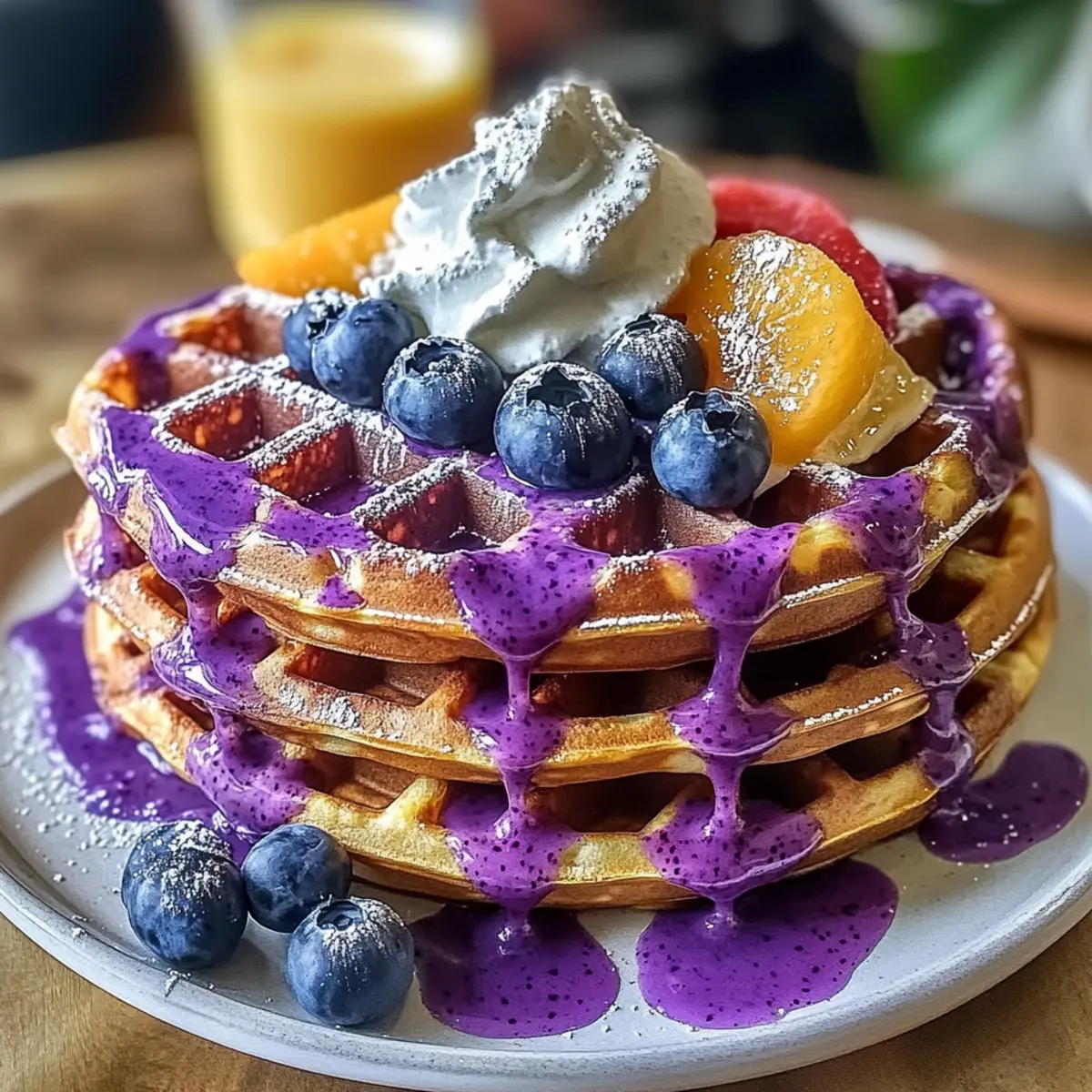 Crispy Ube Waffeln: So wird dein Frühstück bunter