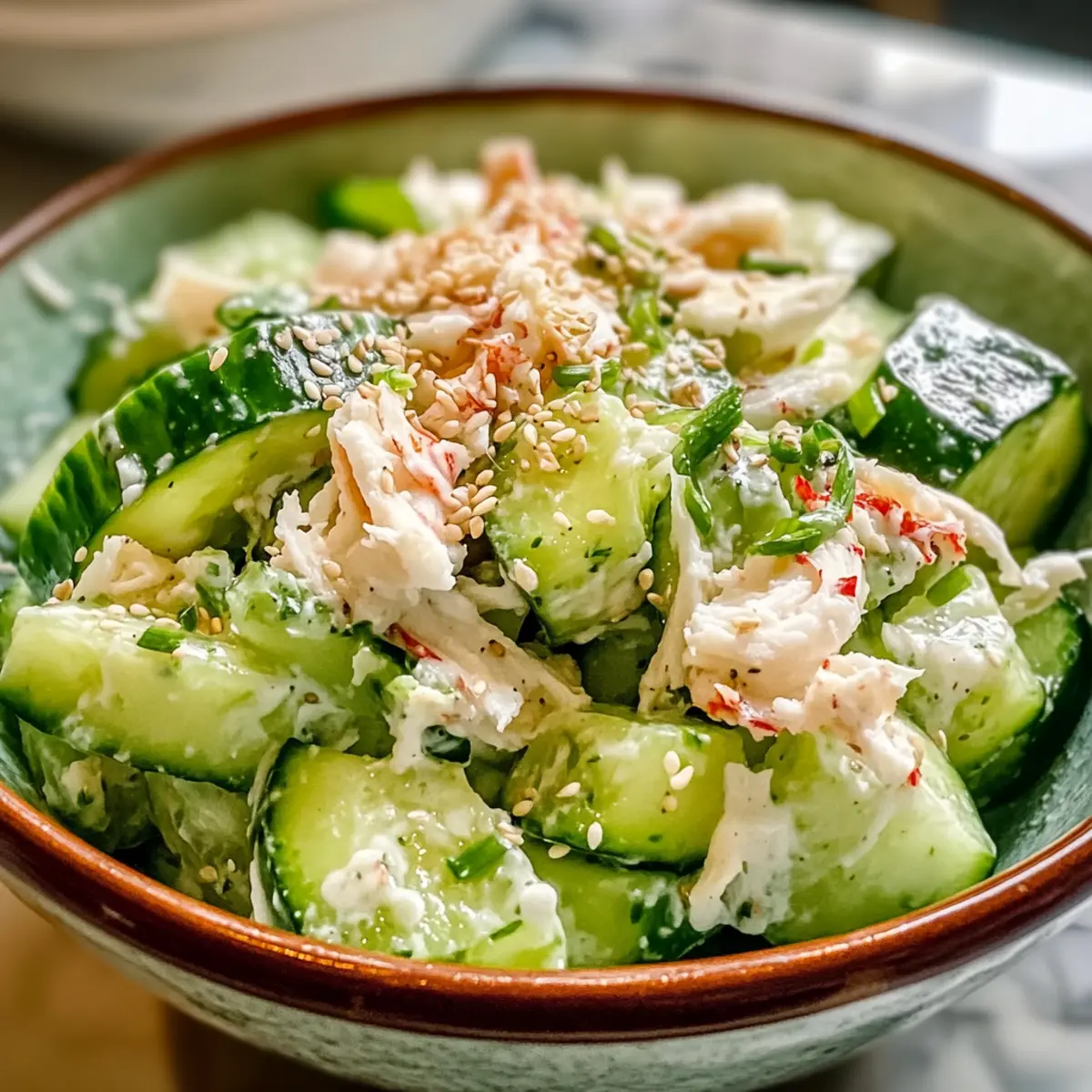 Gurkensalat mit Krabbenfleisch Genuss für heiße Tage