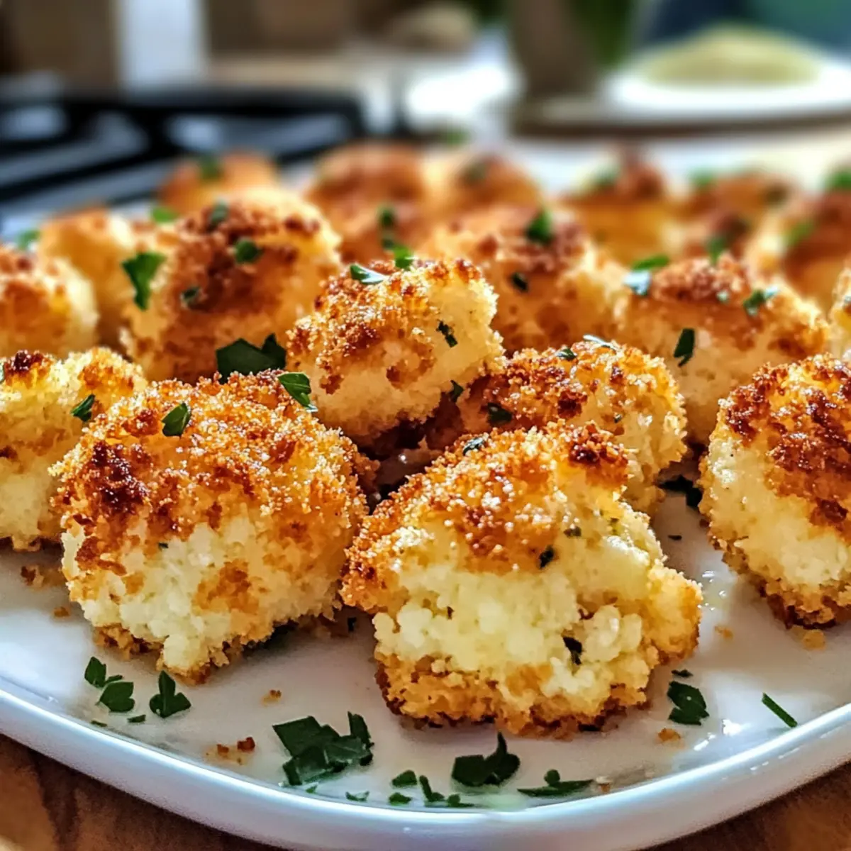 Einfache Parmesan Blumenkohl Bissen für gesunde Snacks