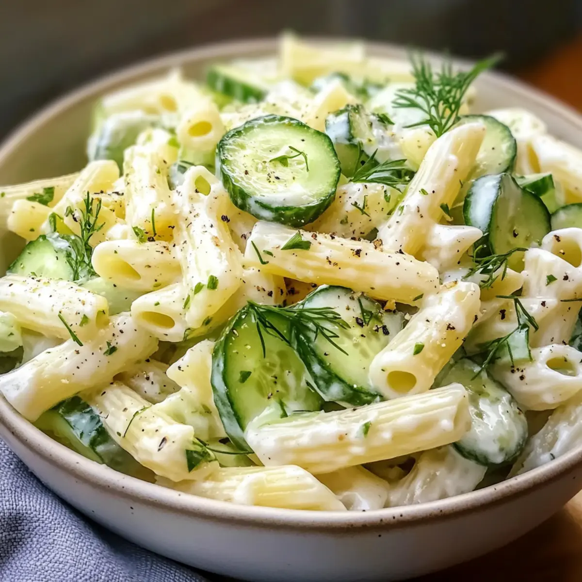 Gesunder Gurken-Pasta-Salat für heiße Sommertage