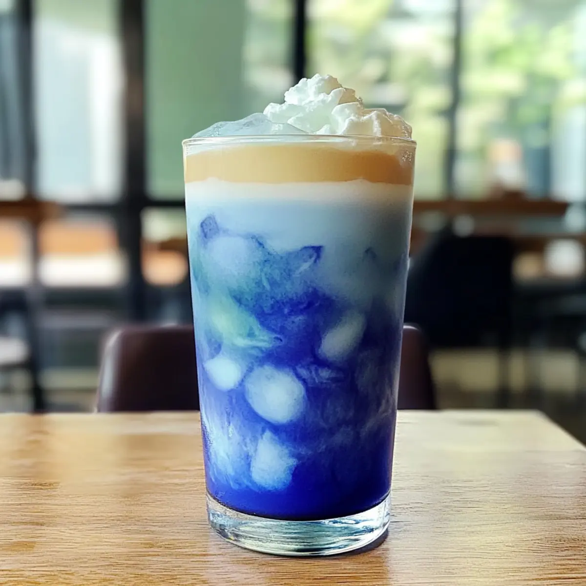 Eisblauer Tee Latte Rezept mit Vanille-Schaum