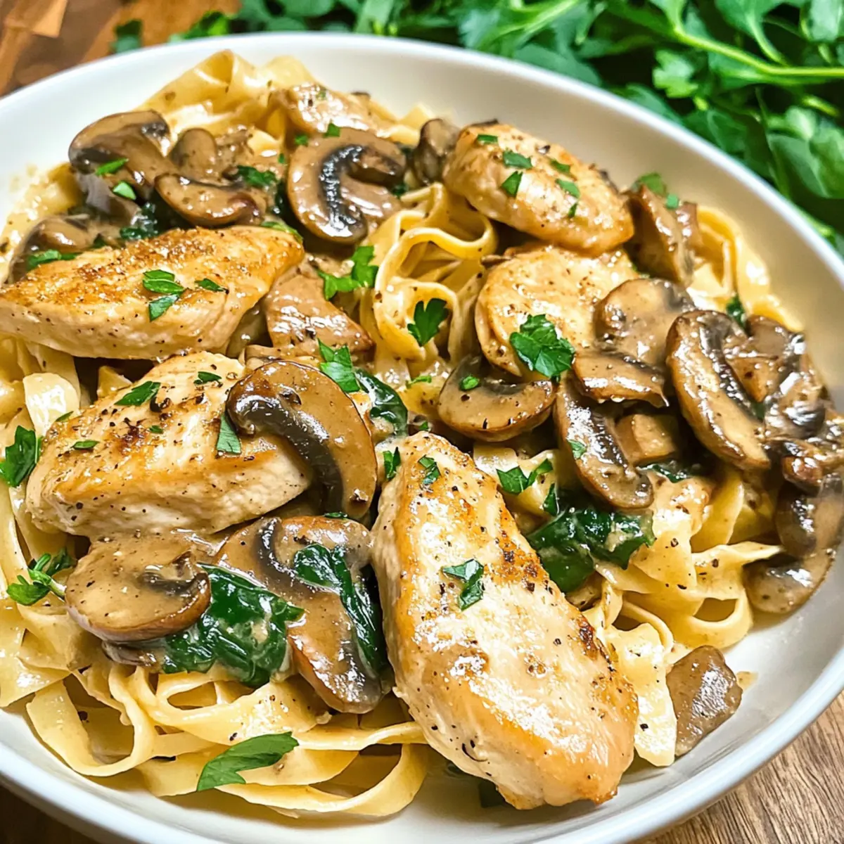 Olive Garden Hähnchen Marsala Fettuccine leicht gemacht