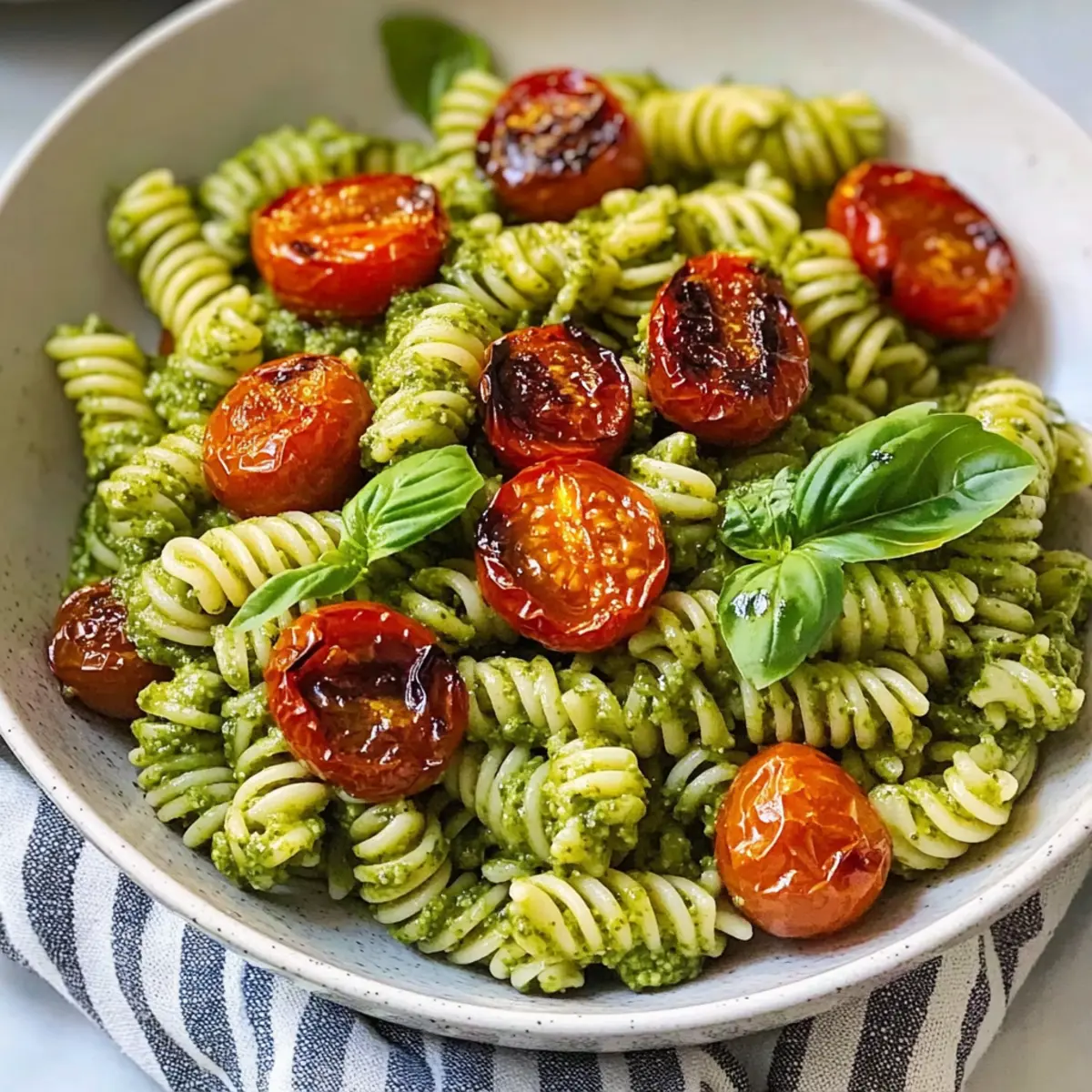 Pesto-Pasta mit gerösteten Balsamico-Cherrytomaten Rezept