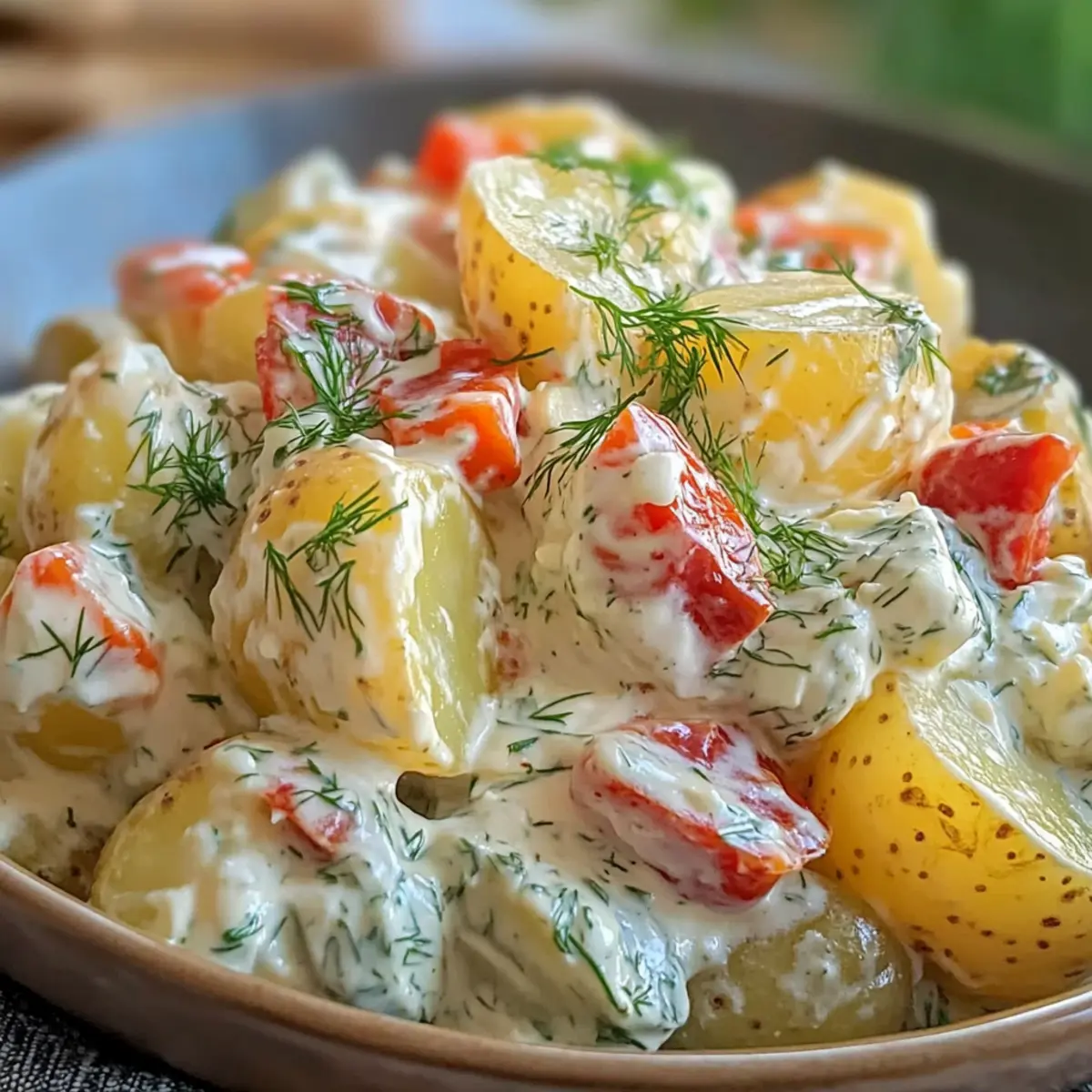 Kartoffelsalat rauchige Dill-Drehung für jeder Anlass