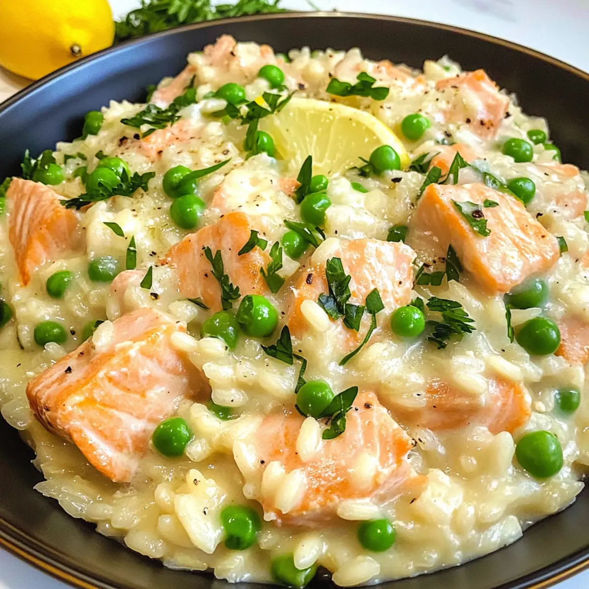 Cremiges Lachsrisotto mit Zitrone und Parmesan