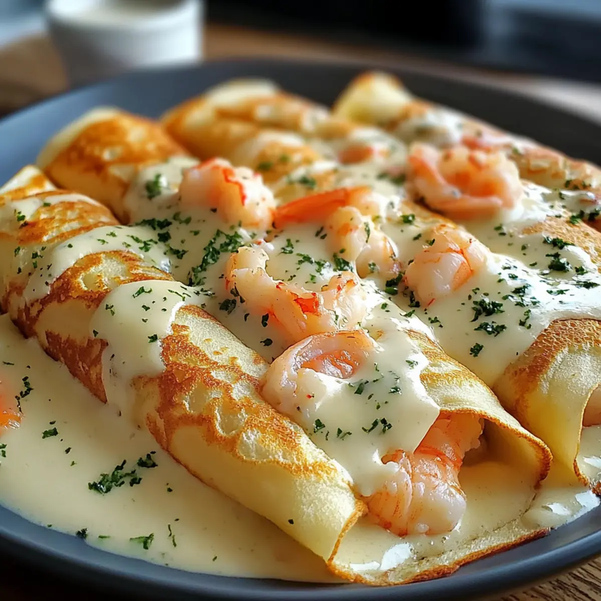 Meeresfrüchte-Crêpes mit Béchamel genießen